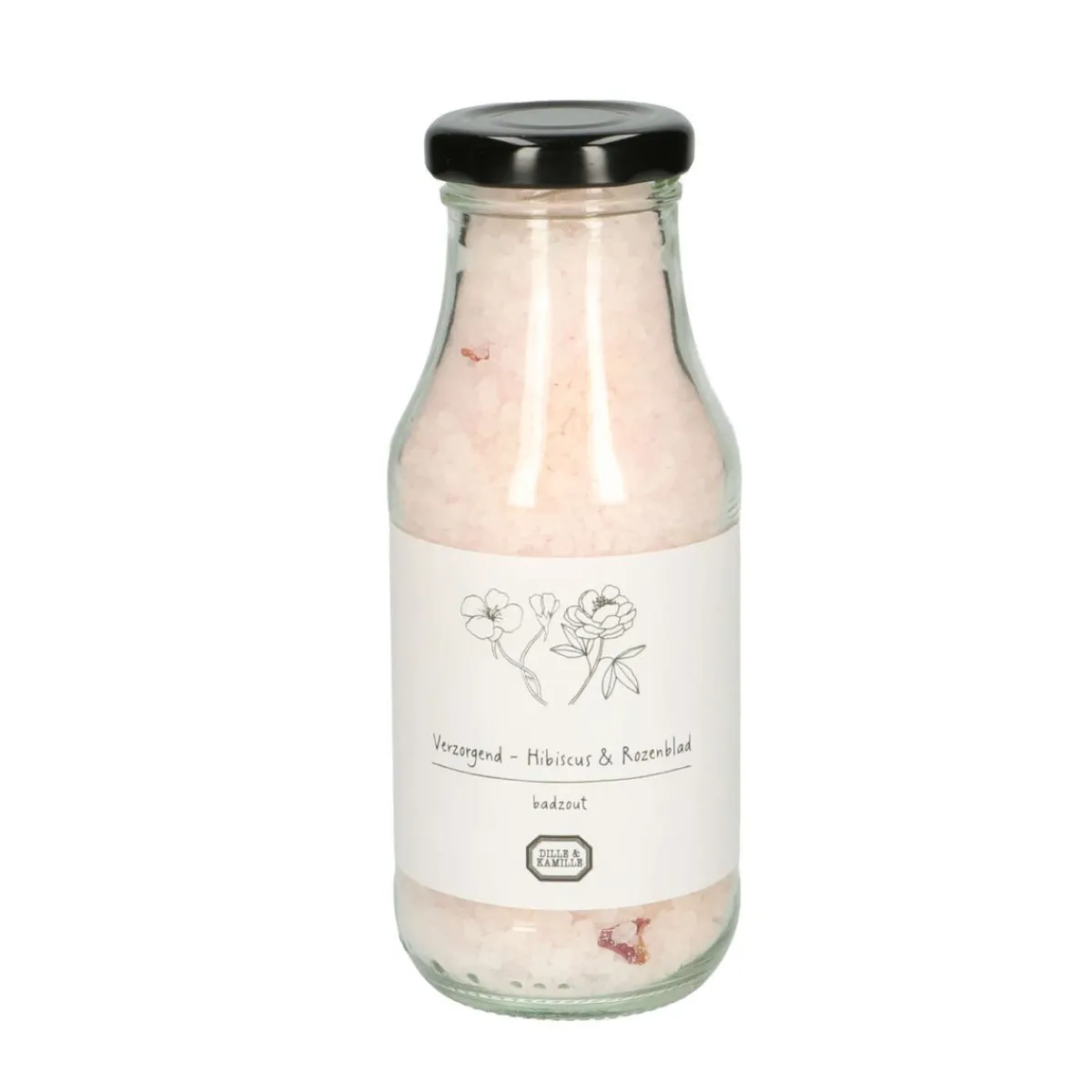 Badzout*DILLE & KAMILLE Badzout verzorgend, hibiscus & rozenblad, 240 ml