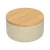 Badkameraccessoires*DILLE & KAMILLE Bakje + deksel, beige spikkel, keramiek en bamboe