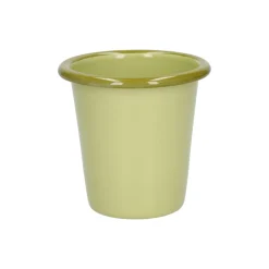 Picknick|Bekers En Mokken*DILLE & KAMILLE Beker, emaille, lichtgroen met een olijfgroene rand, Ø8 CM