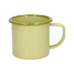 Picknick|Bekers En Mokken*DILLE & KAMILLE Beker met oor, emaille, olijfgroen met lichtgroen rand, Ø8 CM