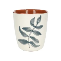 Bekers En Mokken|Serviessets*DILLE & KAMILLE Beker, terracotta, groot blauw blad, 10 x 10 cm