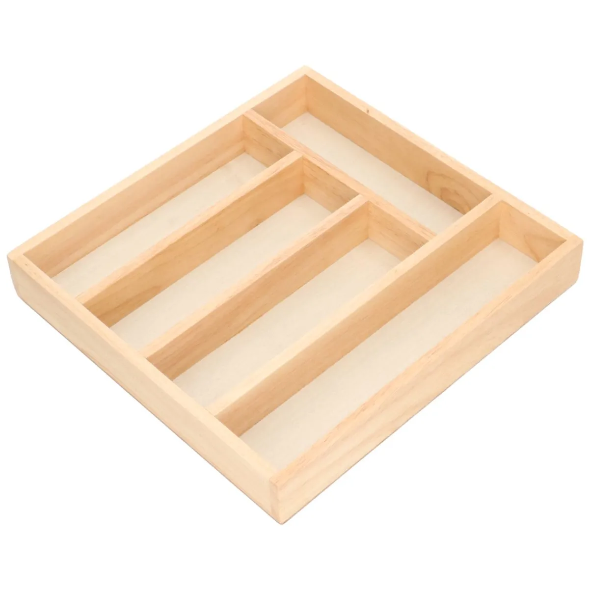 Bestekbakken*DILLE & KAMILLE Bestekbak met 5 vakken, rubberhout, 32,5 x 31 cm