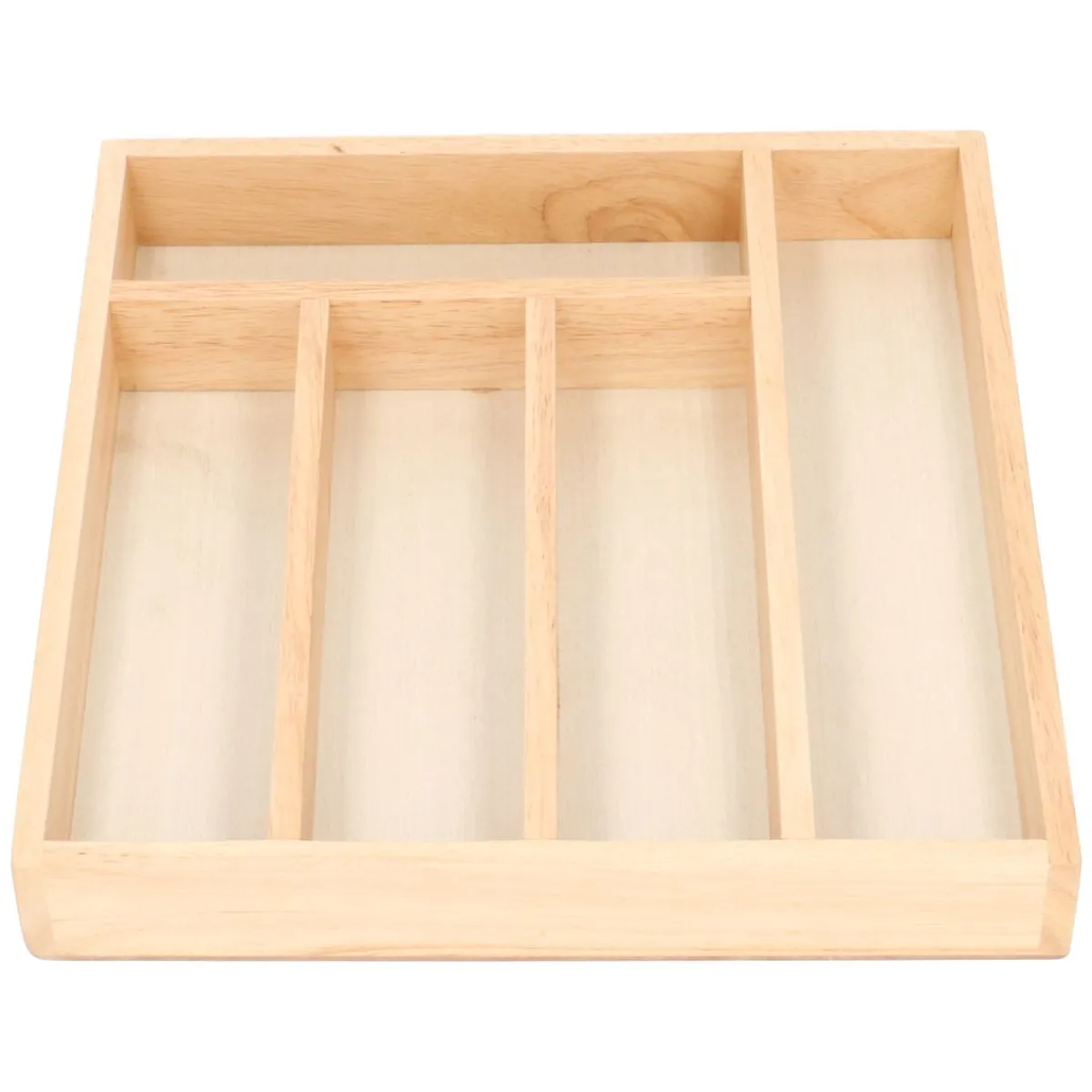 Bestekbakken*DILLE & KAMILLE Bestekbak met 5 vakken, rubberhout, 32,5 x 31 cm