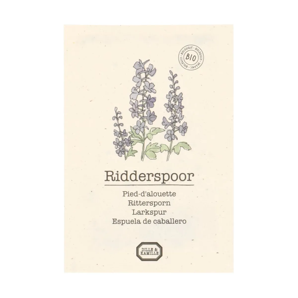 Zaaien*DILLE & KAMILLE Bloemenzaden, biologisch, Ridderspoor, 0,25GR, 0.25 g