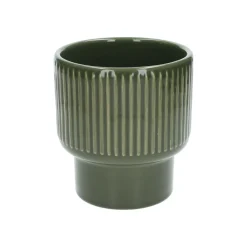 Bloempotten*DILLE & KAMILLE Bloempot, aardewerk, geribbeld, bosgroen, Ø14 X H15 cm