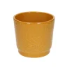 Bloempotten*DILLE & KAMILLE Bloempot, aardewerk, okergeel met palmbladmotief, Ø 14 cm