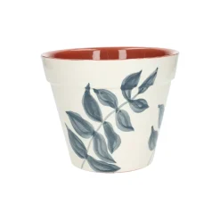 Terracotta Bloempotten*DILLE & KAMILLE Bloempot, terracotta, blauw bladsilhouet, Ø 19 cm