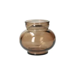 Vazen*DILLE & KAMILLE Bolvormige vaas, gerecycled glas, bruin, Ø11 cm