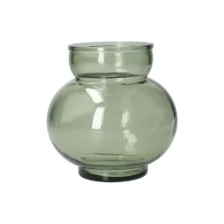 Vazen*DILLE & KAMILLE Bolvormige vaas, gerecycled glas, groen, Ø14,2 cm