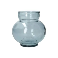 Vazen*DILLE & KAMILLE Bolvormige vaas, gerecycled glas, blauw, Ø14,2 cm