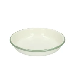 Picknick|Borden*DILLE & KAMILLE Bord diep, emaille, groengrijs/wit, Ø 15 cm