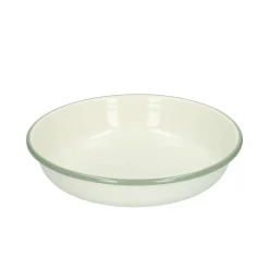 Picknick|Borden*DILLE & KAMILLE Bord diep, emaille, groengrijs/wit, Ø 19 cm