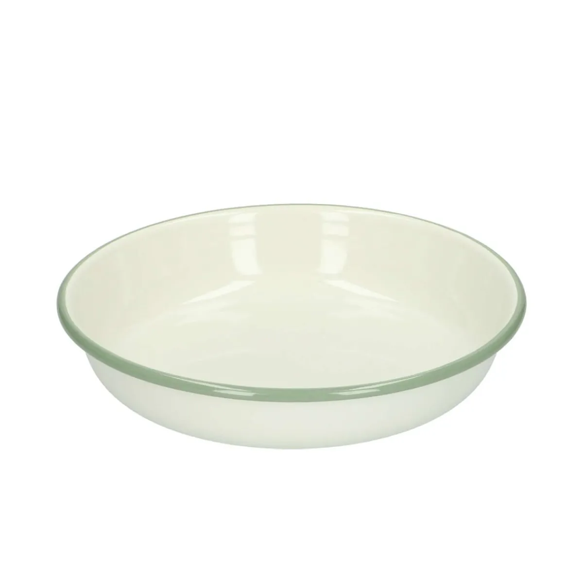 Picknick|Borden*DILLE & KAMILLE Bord diep, emaille, groengrijs/wit, Ø 19 cm