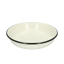 Picknick|Borden*DILLE & KAMILLE Bord diep, emaille, zwart/wit, Ø 19 cm