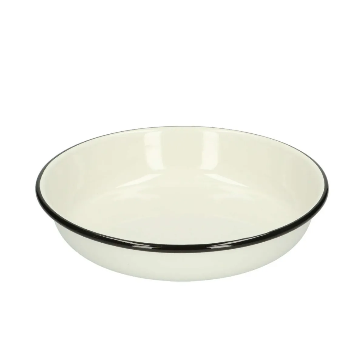 Picknick|Borden*DILLE & KAMILLE Bord diep, emaille, zwart/wit, Ø 19 cm