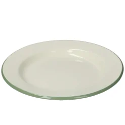Picknick|Borden*DILLE & KAMILLE Bord, emaille, groengrijs/wit, Ø 26 cm