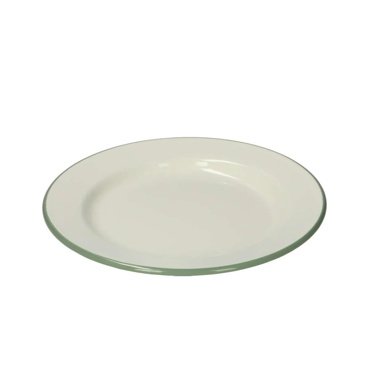 Picknick|Borden*DILLE & KAMILLE Bord, emaille, groengrijs/wit, Ø 22 cm