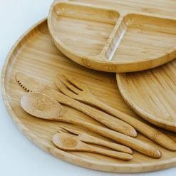 Picknick|Borden*DILLE & KAMILLE Bord met verdeelvakken, bamboe, Ø 20 cm