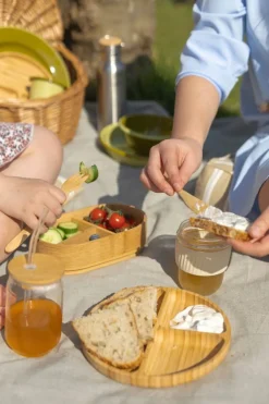 Picknick|Borden*DILLE & KAMILLE Bord met verdeelvakken, bamboe, Ø 20 cm