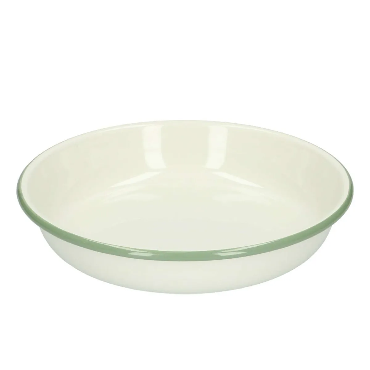 Picknick|Borden*DILLE & KAMILLE Bord pasta, emaille, groengrijs/wit, Ø 23 cm