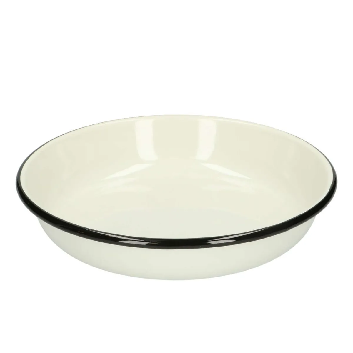 Picknick|Borden*DILLE & KAMILLE Bord pasta, emaille, zwart/wit, Ø 23 cm