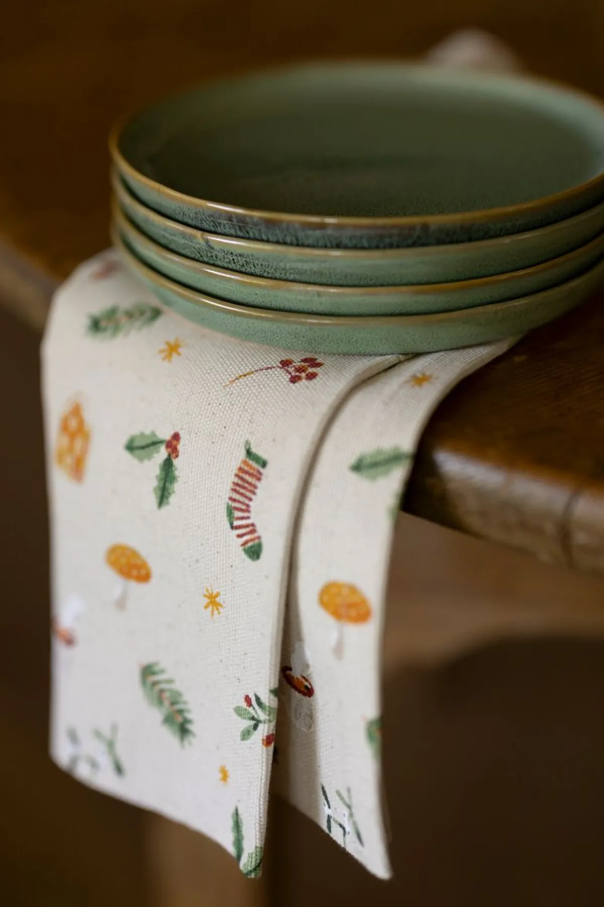 Borden|Serviessets*DILLE & KAMILLE Bord reactieve glazuur, steengoed, groen, Ø 26 cm