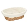 Rieten Manden*DILLE & KAMILLE Broodmandje met voering, gebroken wit, 30,5 x 19 x 8 cm