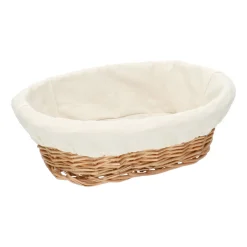 Rieten Manden*DILLE & KAMILLE Broodmandje met voering, gebroken wit, 30,5 x 19 x 8 cm