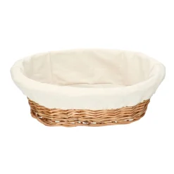 Rieten Manden*DILLE & KAMILLE Broodmandje met voering, gebroken wit, 30,5 x 19 x 8 cm