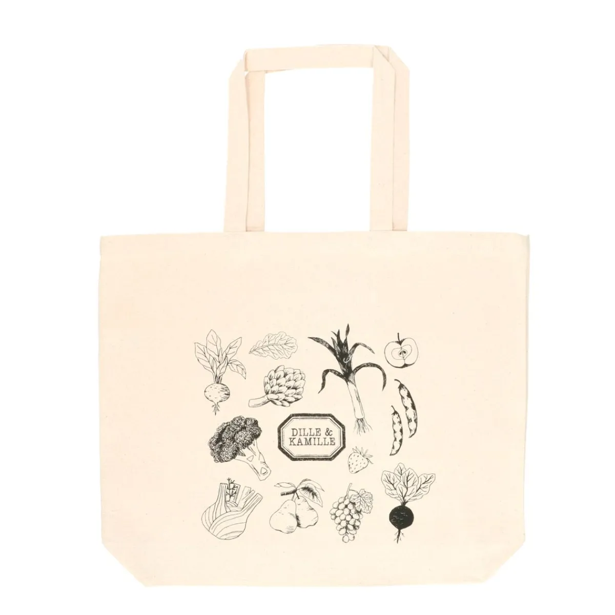 Canvas Tassen|Boodschappentassen*DILLE & KAMILLE Canvas tas, , bio-katoen, groente,groot, 48 x 40 x 10 cm