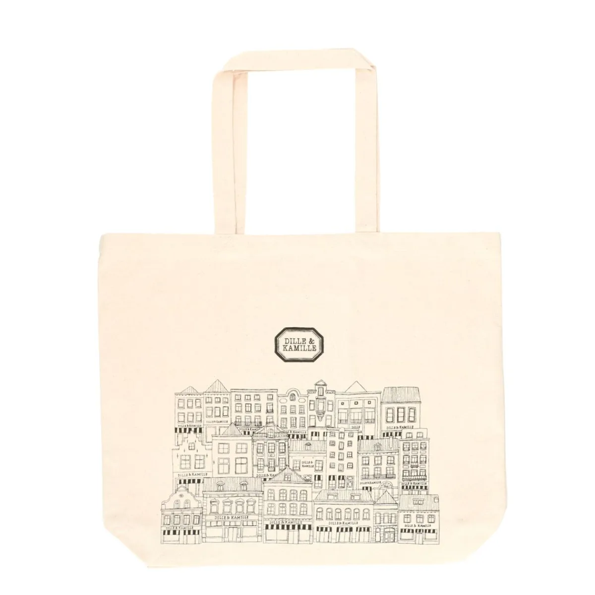 Canvas Tassen*DILLE & KAMILLE Canvas tas, , bio-katoen, gevels, groot, 48 x 40 x 10 cm