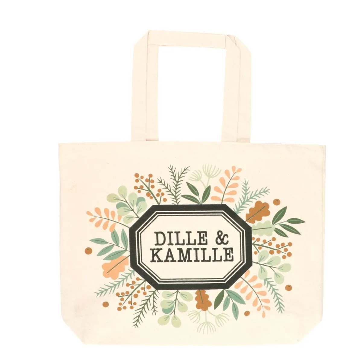 Canvas Tassen|Boodschappentassen*DILLE & KAMILLE Canvas tas, , bio-katoen, takjes en blaadjes, groot, 40 x 50 x 10 cm