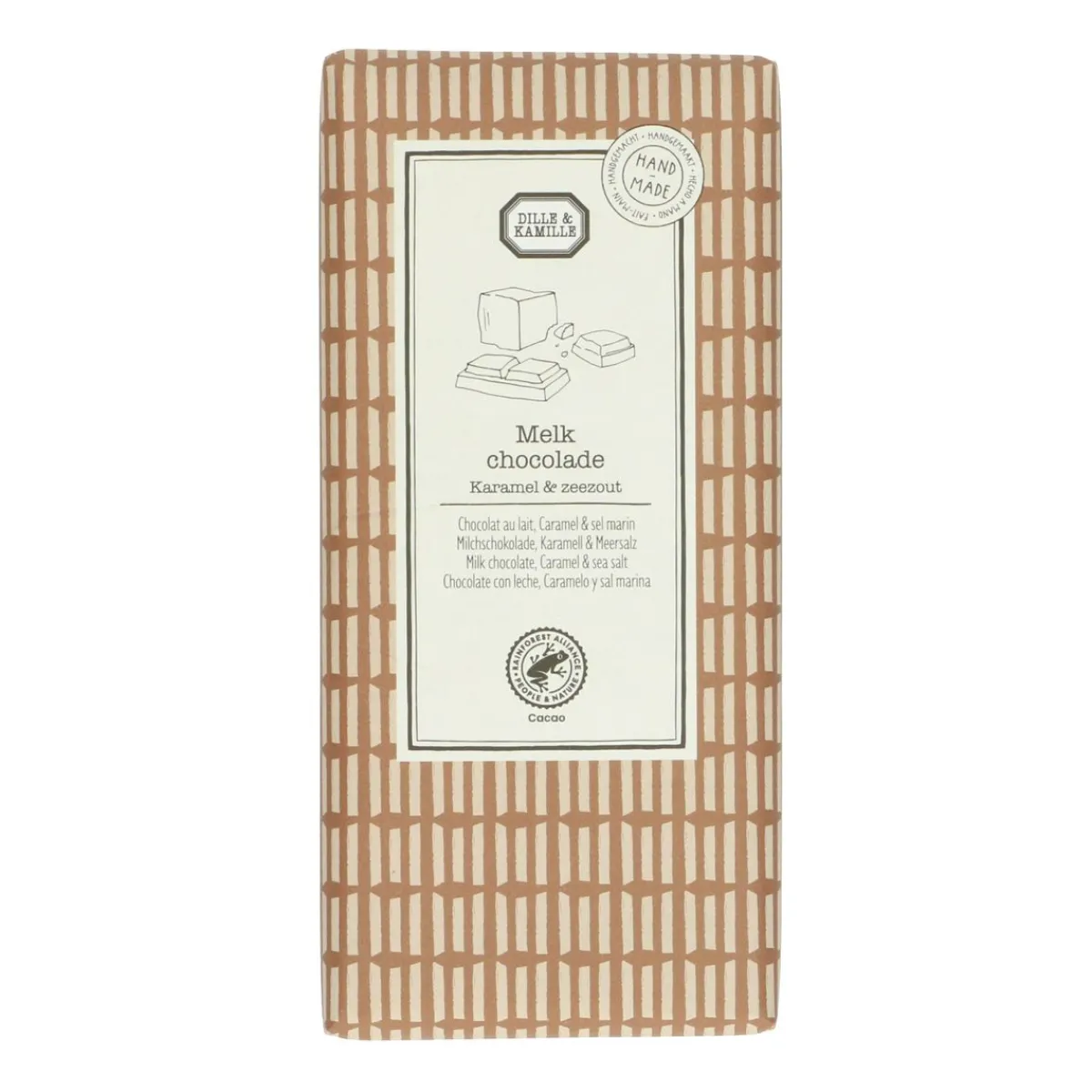 Chocolade*DILLE & KAMILLE Chocoladetablet, melk, karamel & zeezout, 130 g