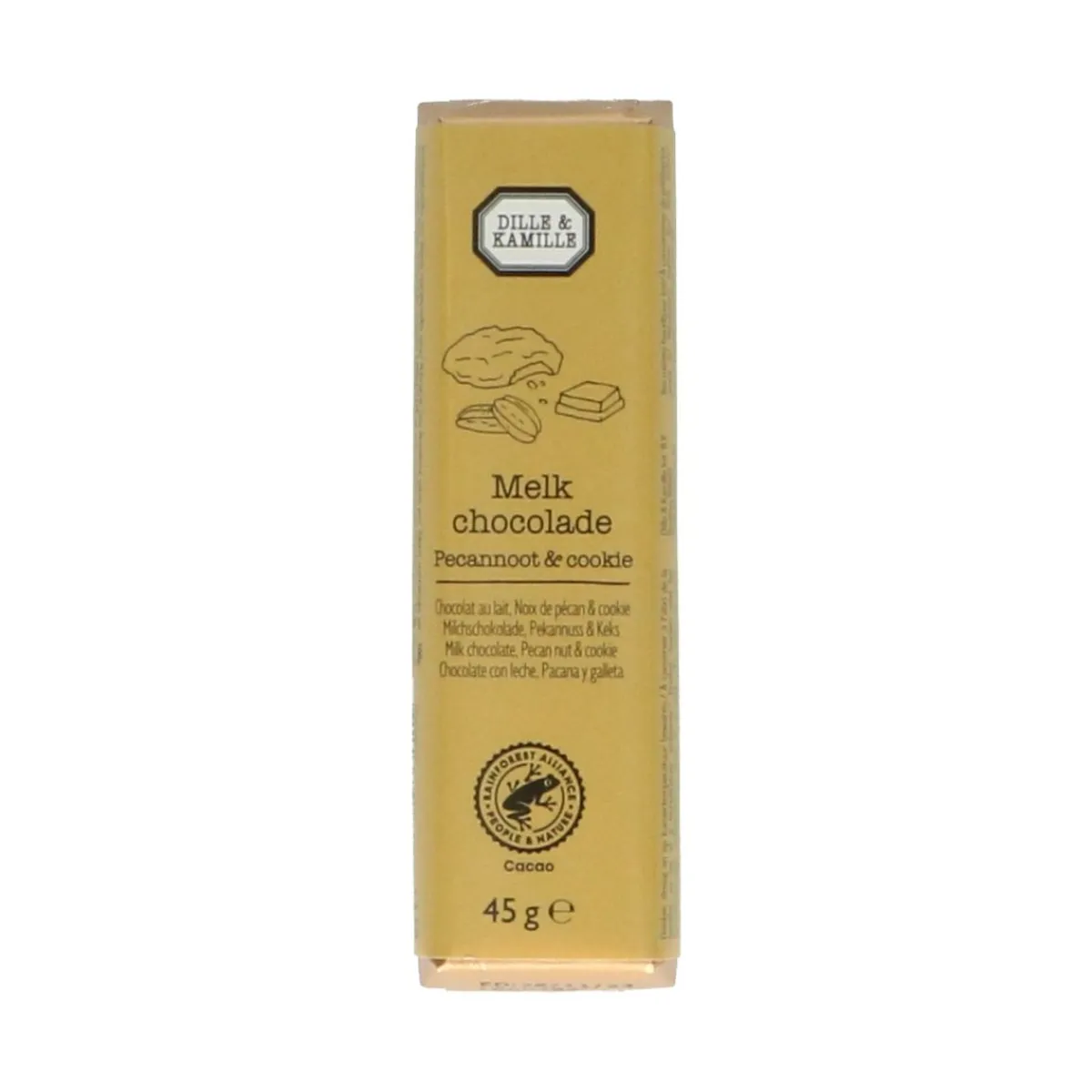 Chocolade*DILLE & KAMILLE Chocoladetablet, melk, pecan cookie, 45 g