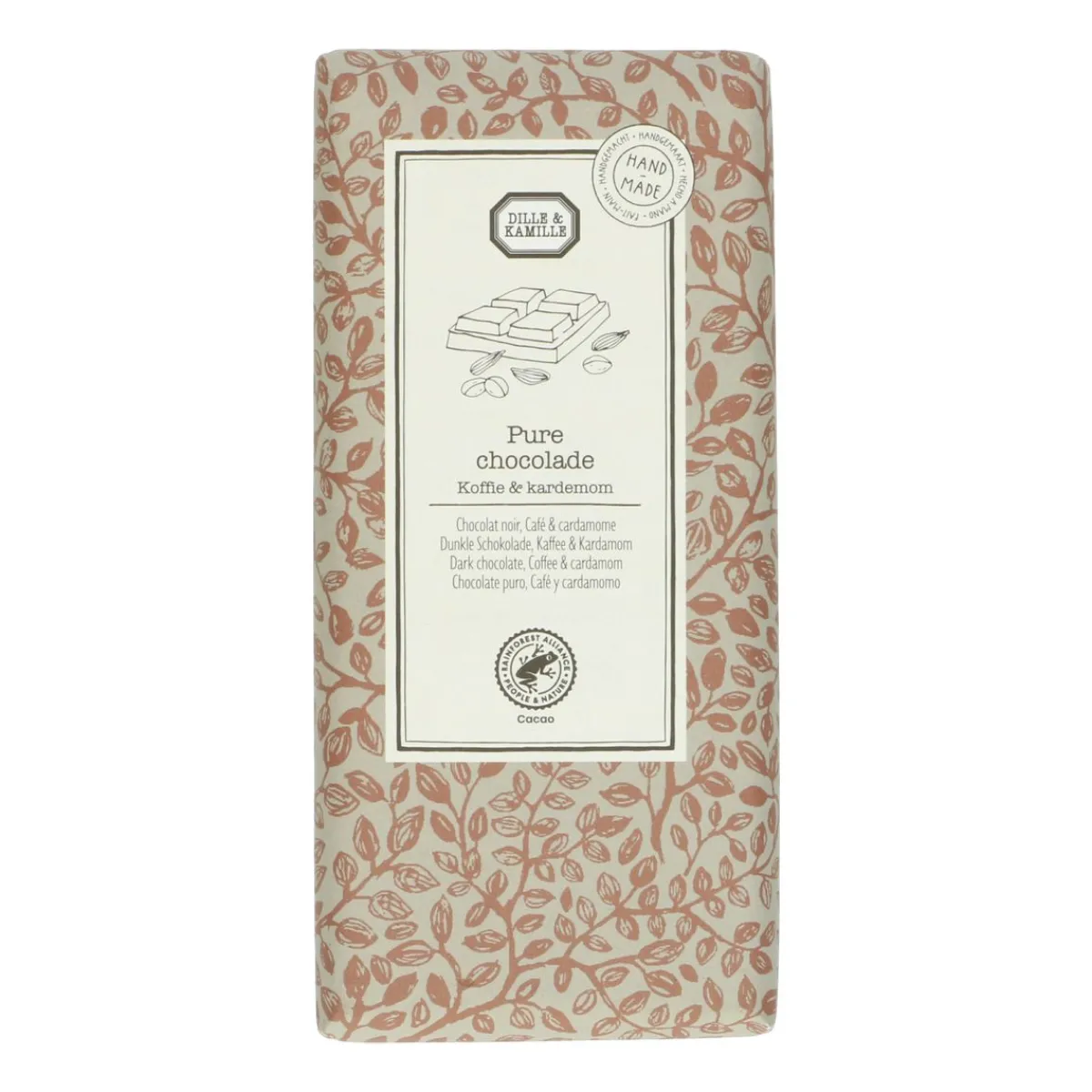 Chocolade*DILLE & KAMILLE Chocoladetablet, puur, koffie & kardemom 130 g
