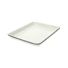 Ovenschalen|Kaarsenplateaus*DILLE & KAMILLE Dienblad & bakplaat, emaille, wit/zwart, 42 x 32 cm