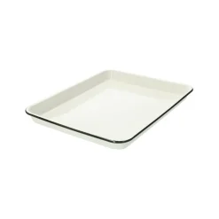 Ovenschalen|Kaarsenplateaus*DILLE & KAMILLE Dienblad & bakplaat, emaille, wit/zwart, 42 x 32 cm