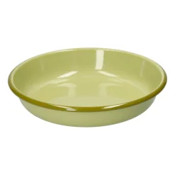 Picknick|Borden*DILLE & KAMILLE Diep bord, emaille, lichtgroen met olijfgroen randje, Ø22 CM