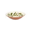 Borden|Serviessets*DILLE & KAMILLE Diep bord, terracotta, groen blad, 22 x 5,5 cm