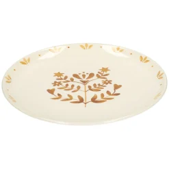 Borden*DILLE & KAMILLE Dinerbord, steengoed, gedecoreerd met takjes, oker, Ø28 cm