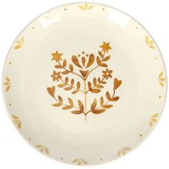 Borden*DILLE & KAMILLE Dinerbord, steengoed, gedecoreerd met takjes, oker, Ø28 cm