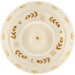 Borden*DILLE & KAMILLE Dinerbord, steengoed, gedecoreerd met takjes, oker, Ø28 cm