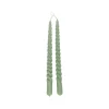 Vorm Kaarsen|Gedraaide Kaarsen*DILLE & KAMILLE Dinerkaars gedraaid, celadon groen, 29 cm, set van 2