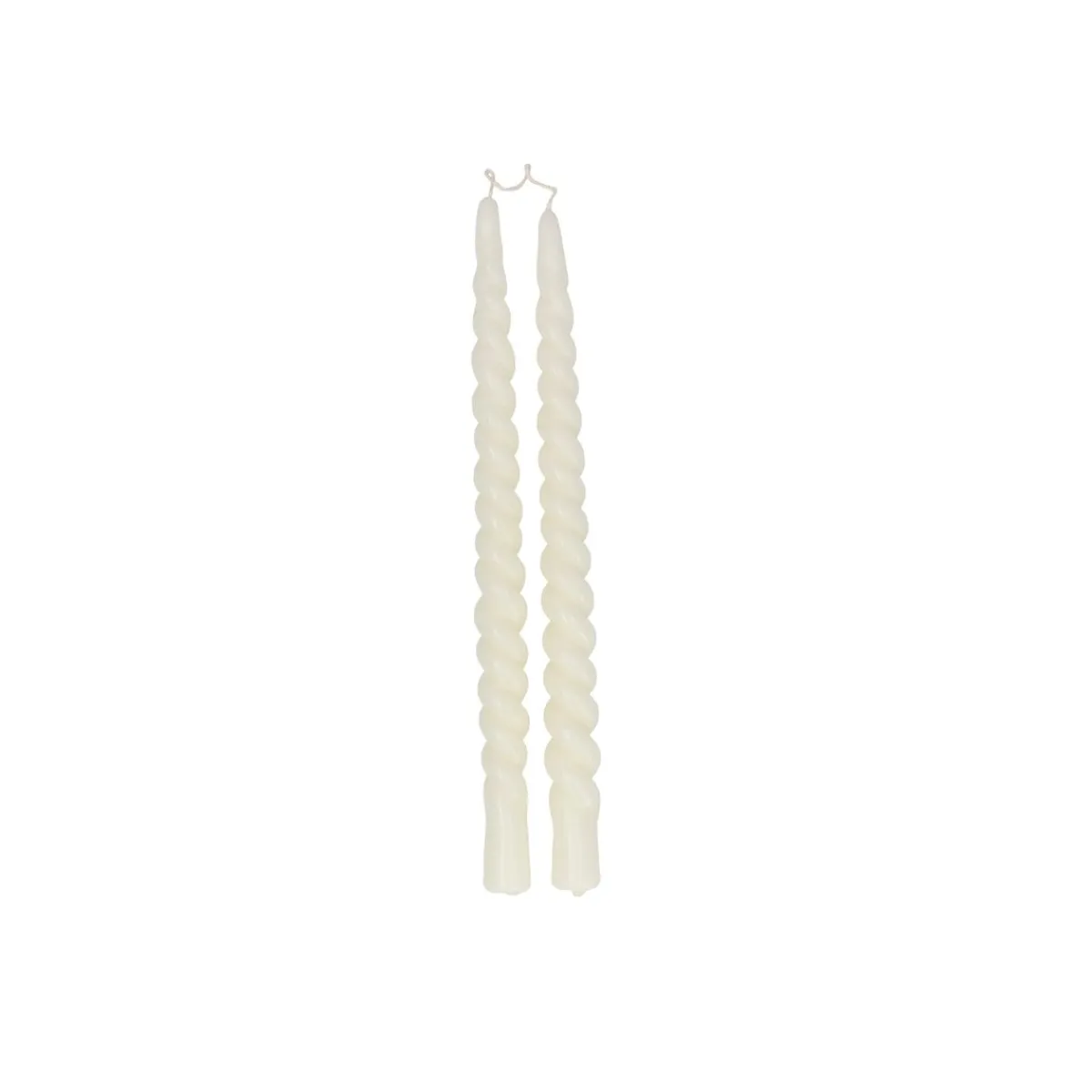 Vorm Kaarsen|Gedraaide Kaarsen*DILLE & KAMILLE Dinerkaars gedraaid, off white, 29 cm, set van 2