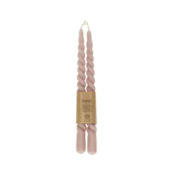 Vorm Kaarsen|Gedraaide Kaarsen*DILLE & KAMILLE Dinerkaars gedraaid, oud roze, 29 cm, set van 2