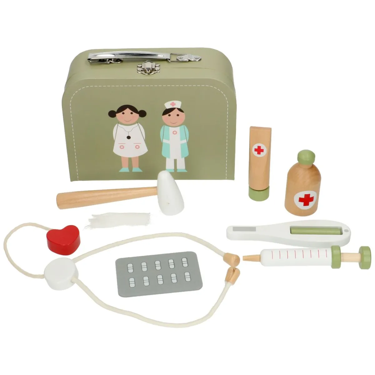 Spelletjes|Speelgoed Voor 3 Jaar*DILLE & KAMILLE Dokterskoffertje met houten accessoires