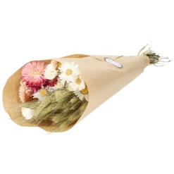 Droogbloemen*DILLE & KAMILLE Droogbloemen, gemend boeket, wit/roze
