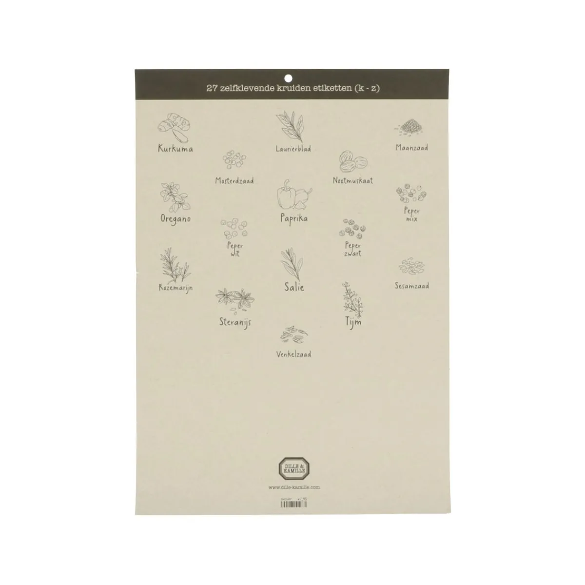 Etiketten*DILLE & KAMILLE Etiketten kruiden & specerijen, zelfklevend, K t/m Z