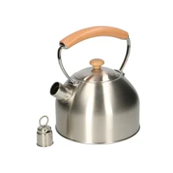 Pannen Vol Smaak|Theepotten*DILLE & KAMILLE Fluitketel, rvs met houten handvat, 2,5 liter