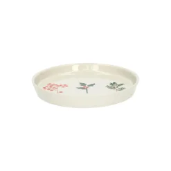 Borden*DILLE & KAMILLE Gebaksbordje, steengoed, offwhite, kersttakjes, Ø 15 cm